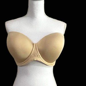 Strapless Underwire Beige Padded Bra - size 38H